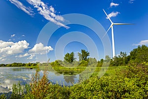 Wind power generating stations in the park