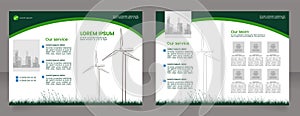 Wind power generators bifold brochure template design