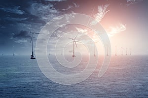 Wind power generators on the sea