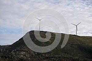 Wind power mills in the mountains of portugal