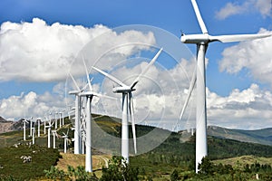 Wind power plant on hilltop