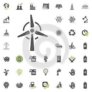 Wind power plant icon. Eco and Alternative Energy vector icon set. Energy source electricity power resource set vector.