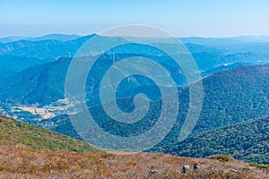 Wind power plant at Mudeungsan national park, Republic of Korea