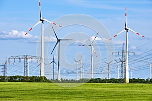 Wind power plants and overhead power lines