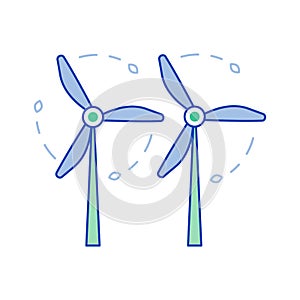 Wind Power Renewable Green Energy Line Icon