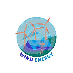 Wind power station icon. Editabel vector illustration