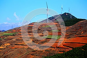 The Wind Power Tower on Dongchuan Red Soil Scenic Area