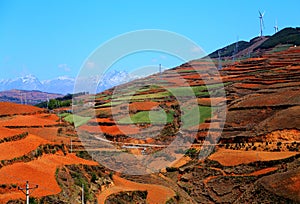 The Wind Power Tower on Dongchuan Red Soil Scenic Area