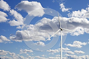 Wind power turbine and blue sky