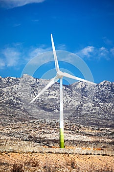 Wind power turbine under Velebit mountain view