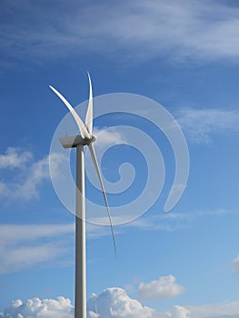 Wind power turbines in agricultural area