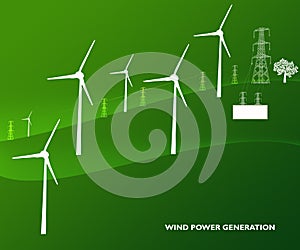 Wind Power Wind Energy Wind Electricity Generating Wind Turbines with Electricity Transmission Towers