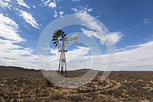 Wind pump in arid Karoo veld