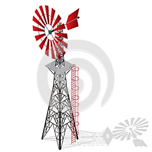 Wind pump for pumping of water on farm. Home wind power plant for power generation.