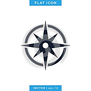 Wind rose compass icon vector logo design template