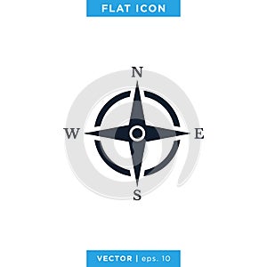Wind rose compass icon vector logo design template
