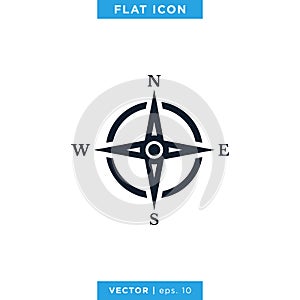 Wind rose compass icon vector logo design template