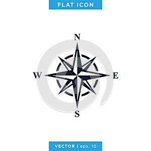 Wind rose compass icon vector logo design template