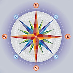 Wind Rose / Compass in Multiple Colors