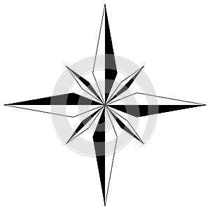 Wind rose or Compass rose vector with eight directions.