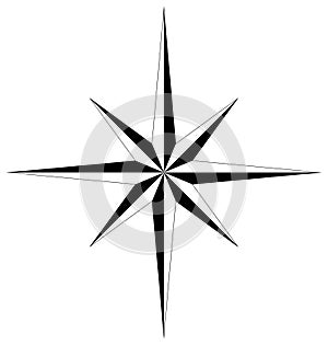 Wind rose or Compass rose vector with eight directions.