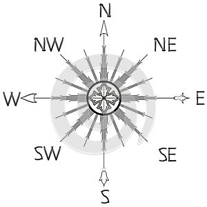 Wind rose compass silhouette