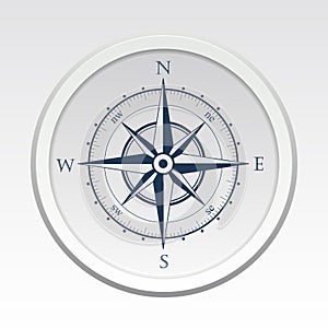 Wind rose compass vector symbol with shadow