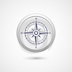 Wind rose compass vector symbol with shadow