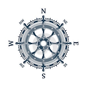 Wind rose and helm wheel.