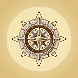 Wind rose in old retro style. Vector.