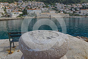 Wind rose on a pillar in the old town of Dubrovnik