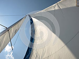 Wind in sails in sailboat