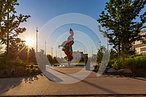 The Wind Sculpture by Yinka Shonibare in Gene Leahy Mall at The Riverfront Omaha Nebraska USA.