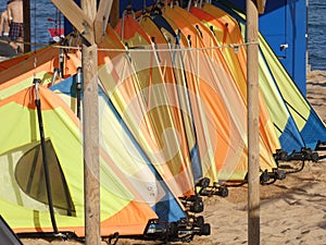 Wind surf boards in the sand