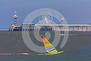 Wind surfer in front of Scheveningen pier The hague