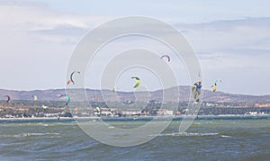 Wind surfer surf in sea a beach in Nam Tien, Vietnam