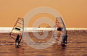 Wind surfers in sea of Marmara photo