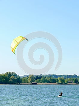 Wind surfing on an alpine lake