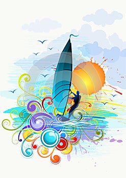 Wind surfing illustration photo