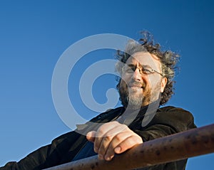 Wind swept mature man