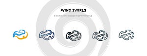 Wind swirls icon in different style vector illustration. two colored and black wind swirls vector icons designed in filled,