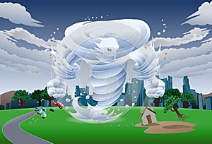 Wind tornado monster illustration