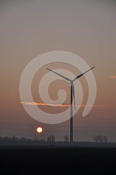 Wind tubine at sunset