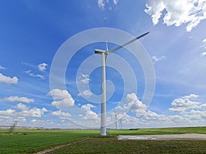 Wind turbine along dike at Ooltgensplaat