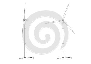 Wind Turbine Architect blueprint - isolated