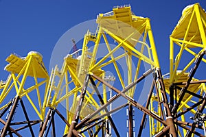 Wind turbine bases being constructed on the River Tyne