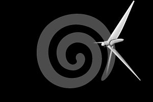 Wind turbine on a black background