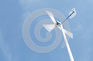 Wind turbine blue sky