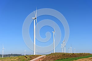 Wind turbine with blue sky