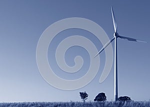 Wind turbine blue tint copyspace